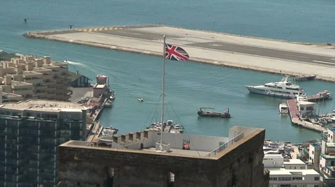 The flag of Britain in Gibraltar (1) Stock Footage 29665290