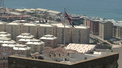 The flag of Britain in Gibraltar (2) Stock Footage 29674906