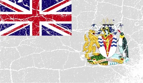 Flag of British Antarctic Territory with old texture. Vector Stock Illustration