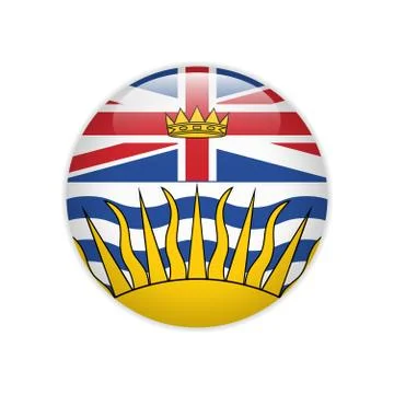 Flag British Columbia button Stock Illustration