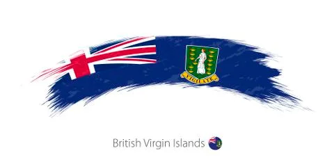 Flag of British Virgin Islands in rounded grunge brush stroke. Stock Illustration