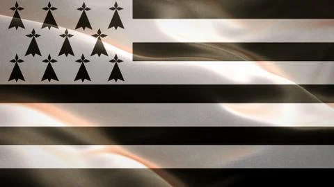 Flag of Brittany waving in the wind. 3D Waving flag design. Stock Illustration