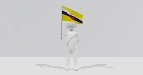 Flag of Brunei . 3D Character holding and waving Portuguese flag 4K UHD 60FPS Stock Footage 222555821