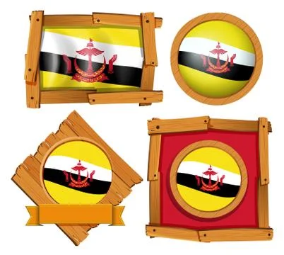 Flag of Brunei in different frames イラスト素材