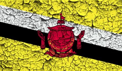 Flag of Brunei with old texture. Vector Stock Illustration