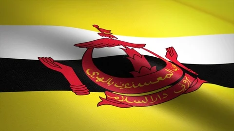 Flag of Brunei. Waving flag with highly detailed fabric texture seamless Stock Footage 121978173