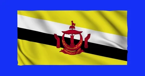 Flag of Brunei waving on a samless loop over an easily removable background 스톡 동영상 98371004