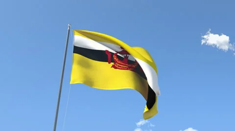 The flag of Brunei Waving on the Wind. Stock Footage 40546721