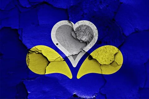 Flag of Brussels painted on cracked wall Stockillustratie