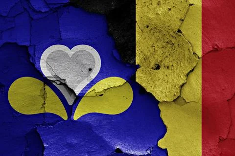Flag of Brussels painted on cracked wall Stockillustratie