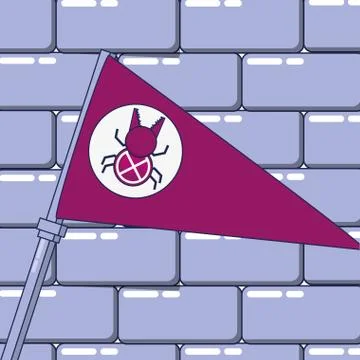 Flag with bug and wall 스톡 일러스트