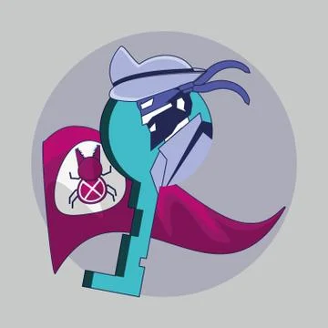 Flag bug with pirate cyber atack Stock Illustration
