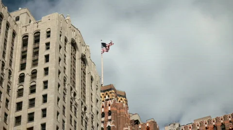 Flag on building Stock Footage 845334