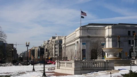 Flag on the building in Washington Stock Footage 84309365