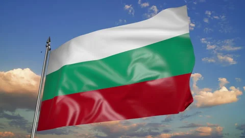 Flag of Bulgaria on a flagpole. 3D animation against the sky 스톡 동영상 205516219