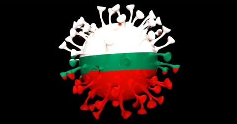 Flag of Bulgaria on Seamless looping 3D animation of the covid-19 Corona Virus Stock Footage 166461171