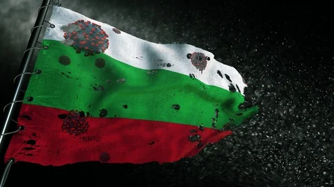 The flag of Bulgaria is torn and marked with the virus of covid-19 . 스톡 동영상 127196312