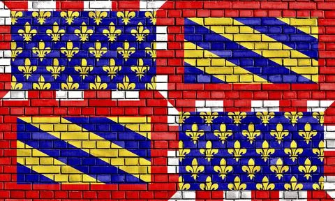 Flag of Burgundy painted on brick wall Stock Illustration