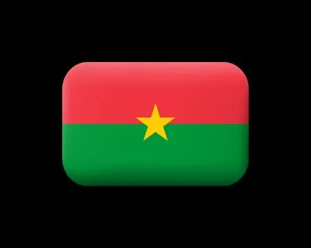 Flag of Burkina Faso. Matted Vector Icon and Button. Rectangular Shape with R 스톡 일러스트