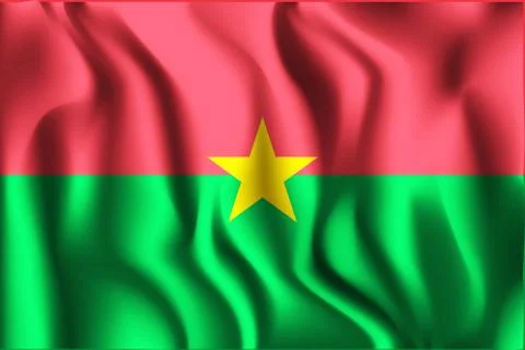 Flag of Burkina Faso. Rectangular Icon. Waving Effect. Vector Stock Illustration