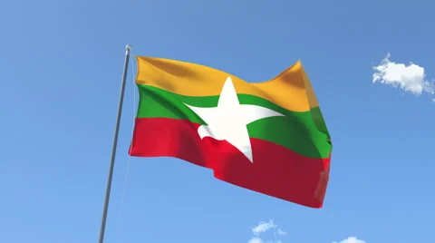 The flag of Burma Waving on the Wind. Video stock 40571178