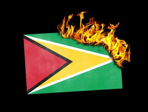 Flag burning - Guyana Stock Illustration