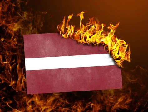 Flag burning - Latvia Stock Photos