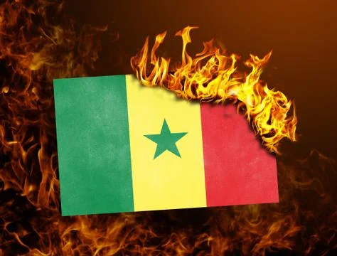Flag burning - Senegal Stock Photos