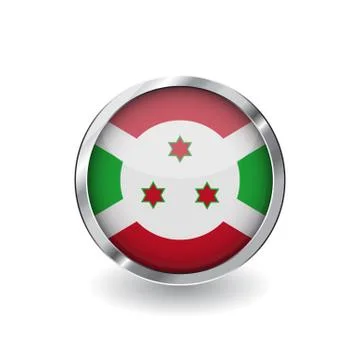 Flag of burund, button with metal frame and shadow. burund flag vector icon,  Stock Illustration