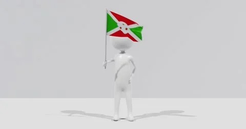 Flag of Burundi. 3D Character holding and waving Portuguese flag 4K UHD 60FPS Stock Footage 222555830