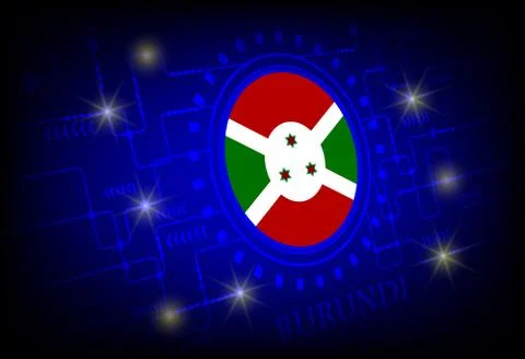 Flag of burundi on a background of technology. Stock Illustration