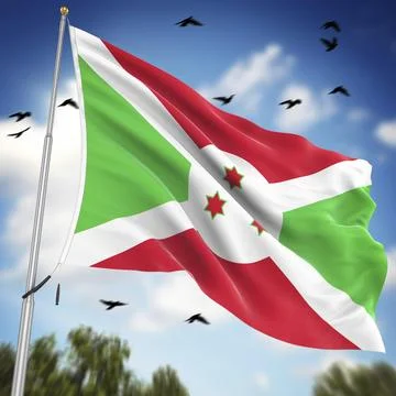 Flag of Burundi, This is a computer generated and 3d rendered image 스톡 일러스트