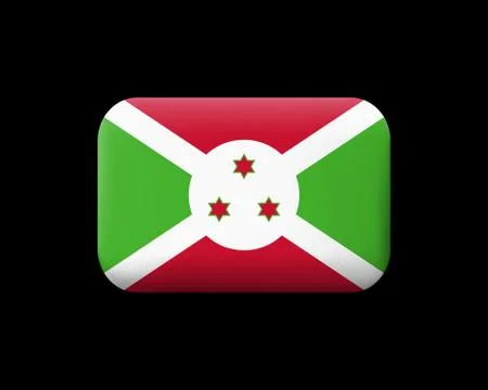 Flag of Burundi. Matted Vector Icon and Button. Rectangular Shape with Rounde Stock Illustration