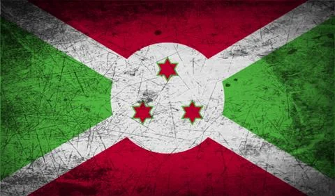 Flag of Burundi with old texture. Stock Illustration