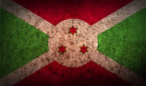 Flag of Burundi with old texture. Stock Illustration