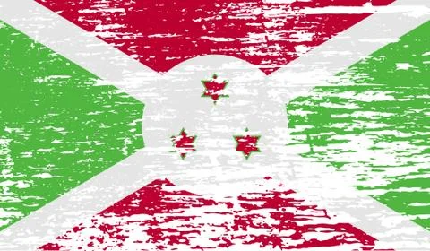 Flag of Burundi with old texture. Stock Illustration