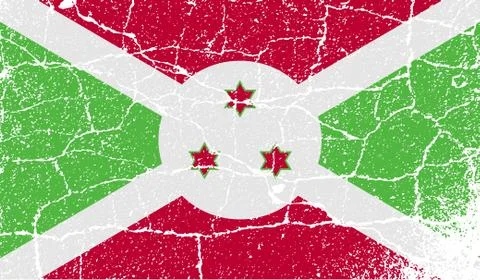 Flag of Burundi with old texture. Stock Illustration