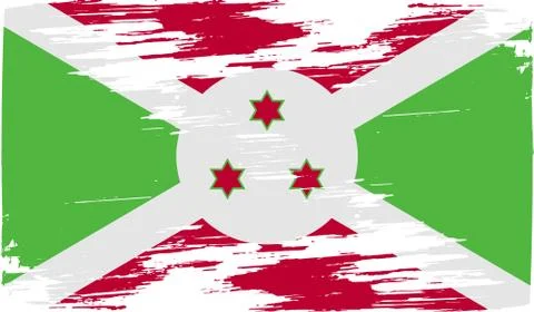 Flag of Burundi with old texture. Stock Illustration