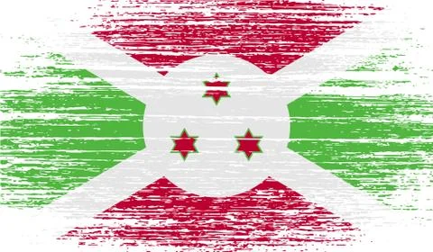 Flag of Burundi with old texture. Vector Stock Illustration