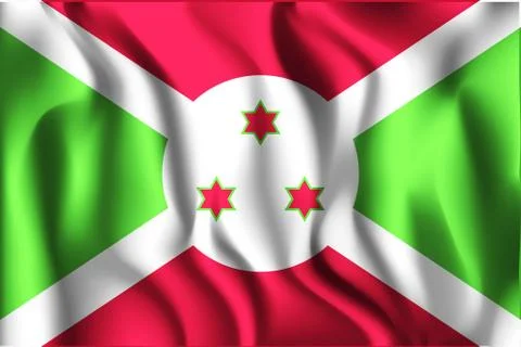 Flag of Burundi. Rectangular Icon. Waving Effect. Vector Illustrazione stock