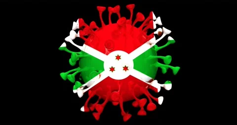 Flag of Burundi on Seamless looping 3D animation of the covid-19 Corona Virus Video stock 166461196