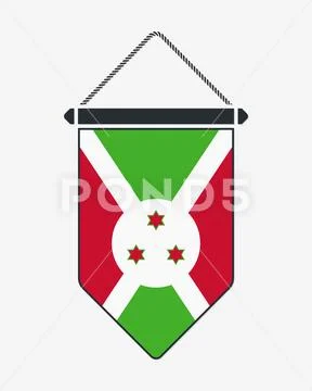 Flag of Burundi. Vector Sign and Icon. Vertical Pennant. Vector Isolated Stock Illustration