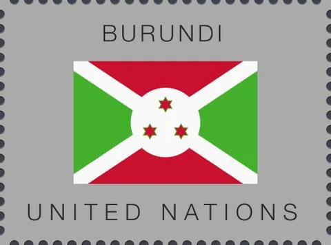 Flag of Burundi. Vector Sign and Icon. Postage Stamp Stock Illustration