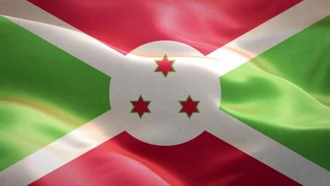 Flag of Burundi waving in the wind. 3D Waving flag design. Stock Illustration