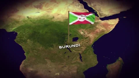 The Flag of Burundi on the World Map, Burundi map with flag 3d animation Stock Footage 289647171