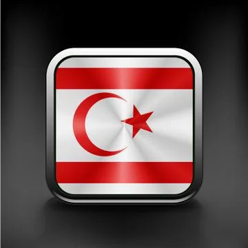 Flag button of Turkish Republic of North Cyprus Stock Illustration