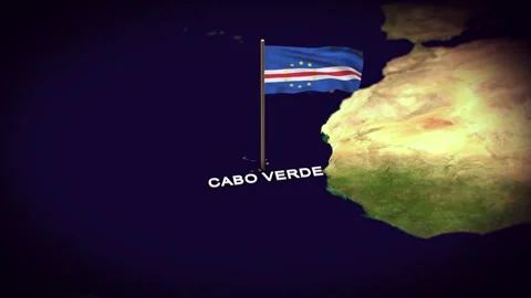 The Flag of Cabo Verde on the World Map, Cabo Verde map with flag 3d animation Stock Footage 306607781
