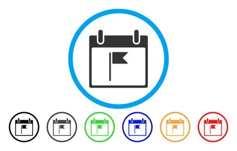 Flag Calendar Day Rounded Icon Stock Illustration