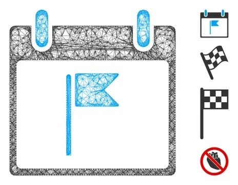 Flag Calendar Day Web Vector Mesh Illustration Stock Illustration