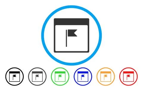 Flag Calendar Page Rounded Icon Stock Illustration